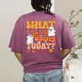 What Are We Doing Today Halloween PE Spooky Teacher Women's Comfort Colors T-Shirt Back Print Berry