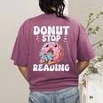Donut Stop Reading Kawaii Teacher Preschool Kindergarten Women's Comfort Colors T-Shirt Back Print Berry
