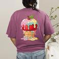 Dripping Apple Ice Cream Cone Cute Teacher Appreciation Women's Comfort Colors T-Shirt Back Print Berry Dripping Apple Ice Cream Cone Cute Teacher Appreciation Women's Comfort Colors T-Shirt Back Print Berry