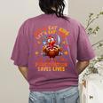 Eat Kids Punctuation Saves Lives Thanksgiving Turkey Teacher Women's Comfort Colors T-Shirt Back Print Berry Eat Kids Punctuation Saves Lives Thanksgiving Turkey Teacher Women's Comfort Colors T-Shirt Back Print Berry