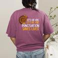 Lets Eat Kids Punctuation Turkey Thanksgiving Teacher Women's Comfort Colors T-Shirt Back Print Berry Lets Eat Kids Punctuation Turkey Thanksgiving Teacher Women's Comfort Colors T-Shirt Back Print Berry