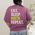 Eat Sleep Math Repeat Teacher Lover Women's Comfort Colors T-Shirt Back Print Berry