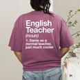 English Teacher Definition Back To School First Day Women's Comfort Colors T-Shirt Back Print Berry