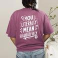English Teacher Grammar Police Language Nerd You Literally Mean Figuratively V-Neck Modern Short Sleeve Small Women's Comfort Colors T-Shirt Back Print Berry