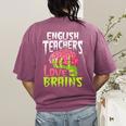 English Teachers Love Brains Zombie Teacher School Halloween Women's Comfort Colors T-Shirt Back Print Berry