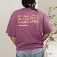 ESL Teacher We All Laugh In The Same Language Women's Comfort Colors T-Shirt Back Print Berry
