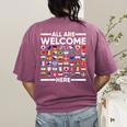 ESL Teacher All Are Welcome Here For Worlds Virtual Teachers Women's Comfort Colors T-Shirt Back Print Berry ESL Teacher All Are Welcome Here For Worlds Virtual Teachers Women's Comfort Colors T-Shirt Back Print Berry