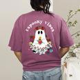 Espooky Vibes Maestra Halloween Spanish Mexican Teacher Women's Comfort Colors T-Shirt Back Print Berry