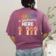 Everyone Is Welcome Here Shirt Teacher Women's Comfort Colors T-Shirt Back Print Berry