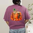 Fall Book Autumn Reading Teacher Halloween Pumpkin Season Women's Comfort Colors T-Shirt Back Print Berry