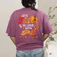 Lets Fall In Love With PE Teacher Thanksgiving Women's Comfort Colors T-Shirt Back Print Berry