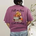 Fall In Love With Reading Book Autumn Teachers Pumpkins Women's Comfort Colors T-Shirt Back Print Berry Fall In Love With Reading Book Autumn Teachers Pumpkins Women's Comfort Colors T-Shirt Back Print Berry