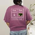 First Caffeinate Then Educate I Am Earning A Break Teacher Women's Comfort Colors T-Shirt Back Print Berry