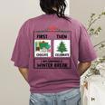 First Educate Then Celebrate Christmas Teacher Winter Break Women's Comfort Colors T-Shirt Back Print Berry