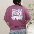 First Grade Coquette Bow Girls Teacher Team 1st Grade Squad Women's Comfort Colors T-Shirt Back Print Berry First Grade Coquette Bow Girls Teacher Team 1st Grade Squad Women's Comfort Colors T-Shirt Back Print Berry