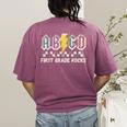 First Grade Rocks Teachers Back To School ABCD Rock Students Women's Comfort Colors T-Shirt Back Print Berry