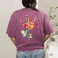 Flower American Sign Language ASL Teacher Teaching Deaf Women's Comfort Colors T-Shirt Back Print Berry