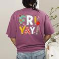 Fri Yay Teacher Happy Friday Friyay Weekend Back To School Women's Comfort Colors T-Shirt Back Print Berry