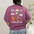 Friendship Inclusion Language Teacher It Starts With Hello Women's Comfort Colors T-Shirt Back Print Berry Friendship Inclusion Language Teacher It Starts With Hello Women's Comfort Colors T-Shirt Back Print Berry
