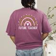 Future Teacher Kids Youth Girls Leopard Rainbow Women Women's Comfort Colors T-Shirt Back Print Berry