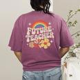 Future Teacher Kids Youth Girls Rainbow Pre-k Kindergarten Women's Comfort Colors T-Shirt Back Print Berry