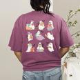 Ghost Book Reading Halloween Books Lover Teacher Kids Women's Comfort Colors T-Shirt Back Print Berry