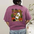 Ghost Library Reading Books Halloween Librarian Teacher Women's Comfort Colors T-Shirt Back Print Berry Ghost Library Reading Books Halloween Librarian Teacher Women's Comfort Colors T-Shirt Back Print Berry