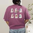 Ghost Reading Books Teacher Halloween Librarian Cute Boook Women's Comfort Colors T-Shirt Back Print Berry