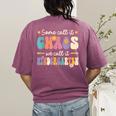 Groovy Some Call It Chaos We Call It Kindergarten Teacher Women's Comfort Colors T-Shirt Back Print Berry