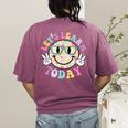 Groovy Retro Lets Learn Today Teacher Student Back To School Women's Comfort Colors T-Shirt Back Print Berry