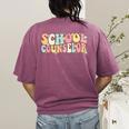 Groovy School Counselor Back To School Teacher Counseling Women's Comfort Colors T-Shirt Back Print Berry