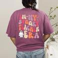 Groovy In My Spooky Teacher Era Halloween Party Boo Women's Comfort Colors T-Shirt Back Print Berry Groovy In My Spooky Teacher Era Halloween Party Boo Women's Comfort Colors T-Shirt Back Print Berry