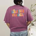 Groovy Substitute Teacher Retro Teacher Back To School Women's Comfort Colors T-Shirt Back Print Berry