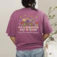 Groovy I Teach Tiny Humans About Jesus Christian Teacher Women's Comfort Colors T-Shirt Back Print Berry