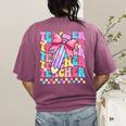 Groovy Teacher Cute Coquette Bow Flower Retro Back To School Women's Comfort Colors T-Shirt Back Print Berry