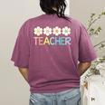 Groovy Teacher Cute Daisy Flower Retro Back To School Women's Comfort Colors T-Shirt Back Print Berry Groovy Teacher Cute Daisy Flower Retro Back To School Women's Comfort Colors T-Shirt Back Print Berry