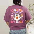 Groovy Teaching My Boos Teacher Ghost Halloween Teacher Women's Comfort Colors T-Shirt Back Print Berry Groovy Teaching My Boos Teacher Ghost Halloween Teacher Women's Comfort Colors T-Shirt Back Print Berry