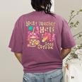 Half Teacher Half Iced Coffee Back To School Women's Comfort Colors T-Shirt Back Print Berry Half Teacher Half Iced Coffee Back To School Women's Comfort Colors T-Shirt Back Print Berry