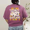 Halloween You Can't Scare Me I'm a Daycare Teacher Ghost Women's Comfort Colors T-Shirt Back Print Berry