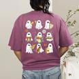 Halloween Ghost Music Teacher Playing Instruments Women's Comfort Colors T-Shirt Back Print Berry