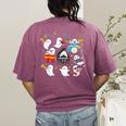 Halloween Music Teacher Ghost Playing Musical Instruments Women's Comfort Colors T-Shirt Back Print Berry