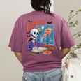 Halloween Skeleton Geography Teacher Pumpkin Bats Classroom Women's Comfort Colors T-Shirt Back Print Berry