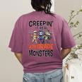 Halloween Teacher Creepin It Real With My 4th Grade Monsters Women's Comfort Colors T-Shirt Back Print Berry Halloween Teacher Creepin It Real With My 4th Grade Monsters Women's Comfort Colors T-Shirt Back Print Berry