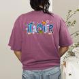 Hanukkah Leopard Plaid Teacher Chanukah Jewish Women Men Women's Comfort Colors T-Shirt Back Print Berry