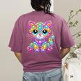 Happy Dot Day Colorful Polka Dot Cat Kitten Teachers Kids Women's Comfort Colors T-Shirt Back Print Berry