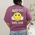 Happy Dot Day Hippie Flowers Smile Face Groovy Teacher Kids Women's Comfort Colors T-Shirt Back Print Berry