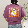 Happy Fri-Yay Friday Lovers Groovy Teacher Life Halloween Women's Comfort Colors T-Shirt Back Print Berry Happy Fri-Yay Friday Lovers Groovy Teacher Life Halloween Women's Comfort Colors T-Shirt Back Print Berry