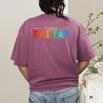 Happy Fri Yay Teacher Friday Women's Comfort Colors T-Shirt Back Print Berry
