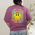 Happy To See Your Face Hippie Smile Back To School Teachers Women's Comfort Colors T-Shirt Back Print Berry