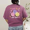 Happy To See Your Face Smile Face Teacher Back To School Women's Comfort Colors T-Shirt Back Print Berry